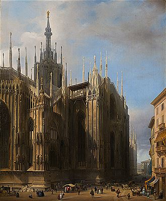 "Veduta del fianco del Duomo di Milano dalla Corsia dei Servi"