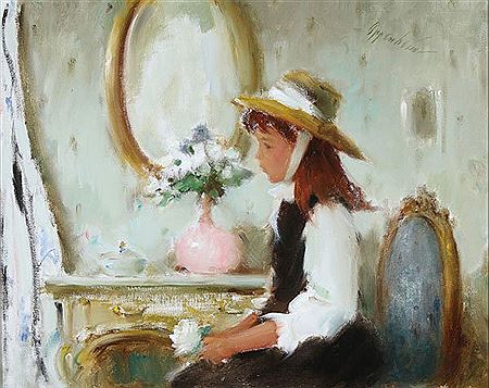 Girl Wearing Hat Holding a Flower