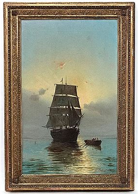Sail boat off the Greek coast with figures in a rowing to shore by Pavlos Prosalentis - Auction record, sale price, and art valuation. Compare with similar artists and explore comparable artworks.