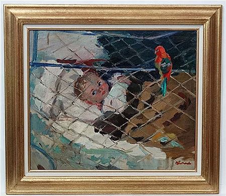 "Child with a parrot"