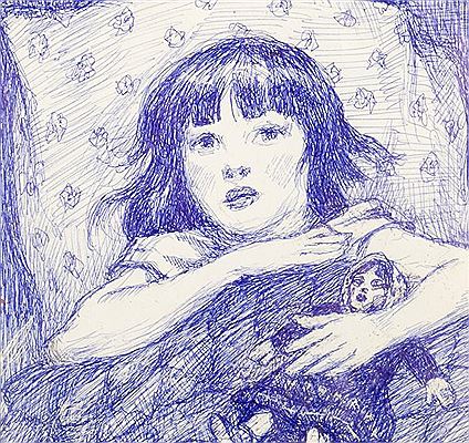 Little girl with dolls