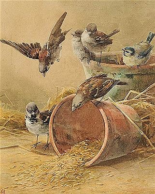 BIRDS FEEDING by Helen O'Hara - Auction record, sale price, and art valuation. Compare with similar artists and explore comparable artworks.