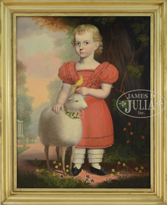 PORTRAIT OF A CHILD WITH LAMB AND CANARY