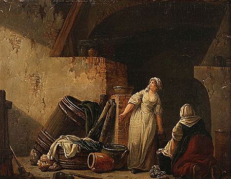 Interieur mit zwei Wäscherinnen