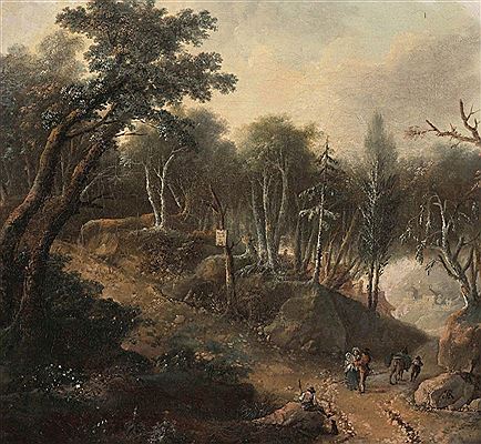 Landschaft mit Wanderern