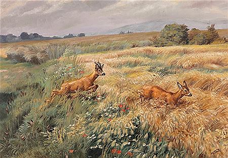 Rehe im Feld by Fritz Laube - Auction record, sale price, and art valuation. Compare with similar artists and explore comparable artworks.