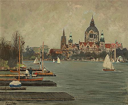 Maschsee mit Blick auf das Neue Rathaus