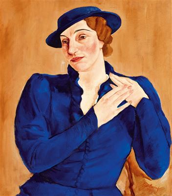 Woman in a Hat (In Blue), 1936 by Sandor Szolnay - Auction record, sale price, and art valuation. Compare with similar artists and explore comparable artworks.