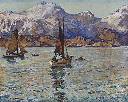 Lofotenlandschaft mit zwei Segelschiffen by Julius Seyler - Auction record, sale price, and art valuation. Compare with similar artists and explore comparable artworks.