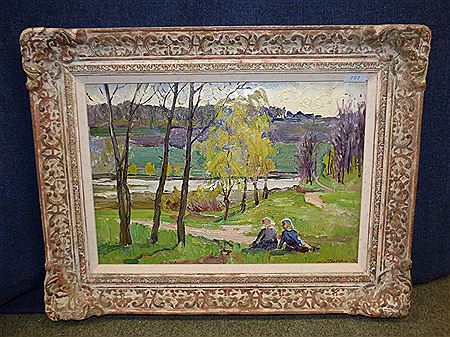 Landscapes with girls seated on the grass by Yuri Lyubavin - Auction record, sale price, and art valuation. Compare with similar artists and explore comparable artworks.