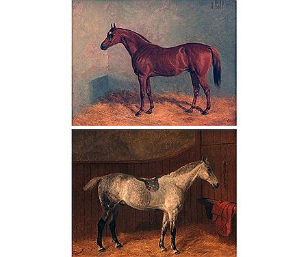Horses in a stable (pair)