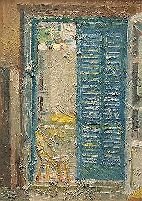 View through a doorway with chair