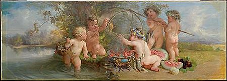 Allegory with five putti at a river