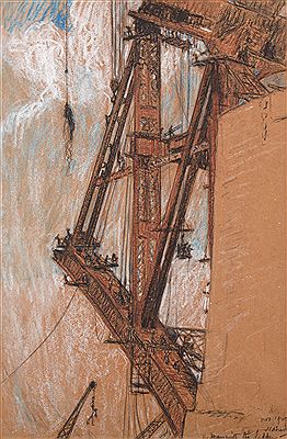 The Man with the Ladder (Illustration of Sydney Harbour Bridge) 1929 by Jessie Constance Alicia Traill - Auction record, sale price, and art valuation. Compare with similar artists and explore comparable artworks.