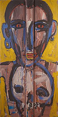 Untitled (figure with skull), 2010 by Stephen Langdon - Auction record, sale price, and art valuation. Compare with similar artists and explore comparable artworks.