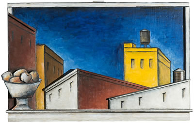 City Scape with Fruit Bowl