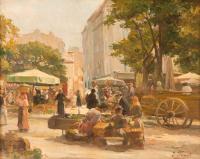 Marché en Provence. by Joseph Faust - Auction record, sale price, and art valuation. Compare with similar artists and explore comparable artworks.