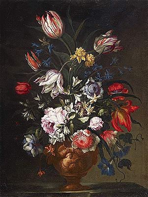 Flowers in an antiquelike Relief Vase