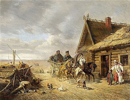 Russian Peasant Scene with a Speeding Troika