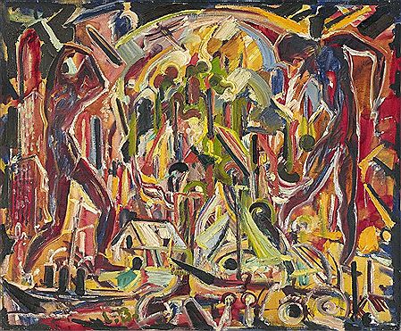 Untitled (Zwei Akte vor Stadtlandschaft)