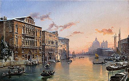 Winter on the Canal Grande with Santa Maria della Salute by Friedrich Paul Nerly II - Auction record, sale price, and art valuation. Compare with similar artists and explore comparable artworks.