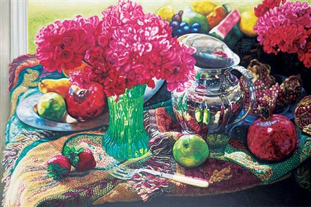 Geraniums in a Green Vase with Silver Pitcher by Robert Lemay - Auction record, sale price, and art valuation. Compare with similar artists and explore comparable artworks.