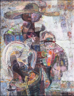 Man with Rooster and Bag