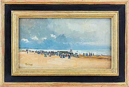 Ostseestrand mit Strandkörben und Sommergästen