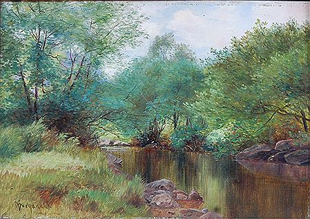 Tranquil wooded river scene