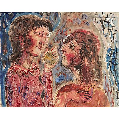 FIGURES WITH AN APPLE by John Maxwell - Auction record, sale price, and art valuation. Compare with similar artists and explore comparable artworks.