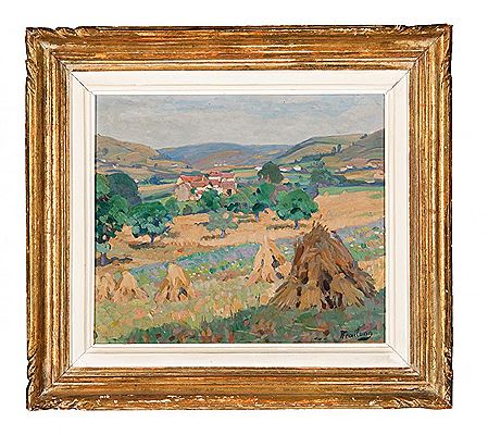 Provincial landscape with haystacks