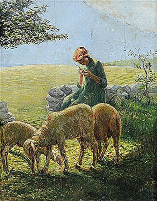 Pascolo con contadinella