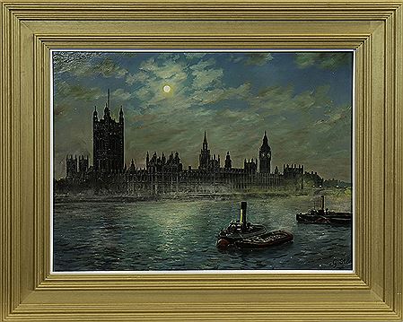 THE HOUSES OF PARLIAMENT IN MOONLIGHT by Geoffrey Stone - Auction record, sale price, and art valuation. Compare with similar artists and explore comparable artworks.