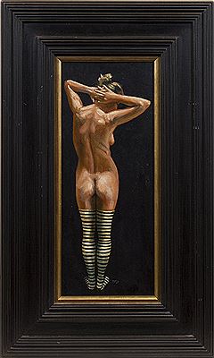 NUDE IN STRIPED STOCKINGS (REAR)