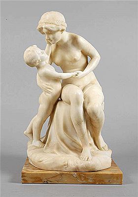 Alabasterfigur Mutter mit Kind, c. 1900 by Daniel Greiner - Auction record, sale price, and art valuation. Compare with similar artists and explore comparable artworks.