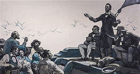 Lincoln Campaigning on a Barge by Alfred Simpkin - Auction record, sale price, and art valuation. Compare with similar artists and explore comparable artworks.