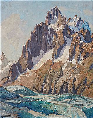 Le massif du Mont Blanc, le grand Charmoz et la mer de glace