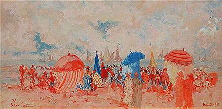 La plage à Deauville by Bernard Loriot - Auction record, sale price, and art valuation. Compare with similar artists and explore comparable artworks.