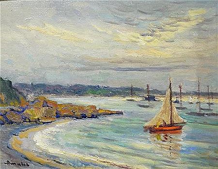 Coastal view, Bretagne by Albert Malet - Auction record, sale price, and art valuation. Compare with similar artists and explore comparable artworks.