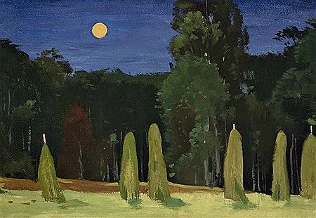 Full moon over a meadow with Heumandln