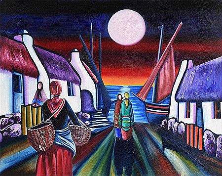 Shawlies in the Moonlight by John Harbonton - Auction record, sale price, and art valuation. Compare with similar artists and explore comparable artworks.
