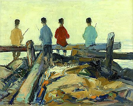 Boys Fishing by Anton Henry Dahl - Auction record, sale price, and art valuation. Compare with similar artists and explore comparable artworks.