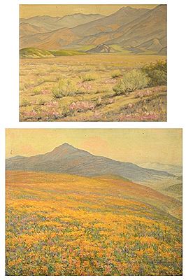 Two Works: ''The Floral Rag Carpet'' and Pink flowering desert by Harry Victor Law - Auction record, sale price, and art valuation. Compare with similar artists and explore comparable artworks.