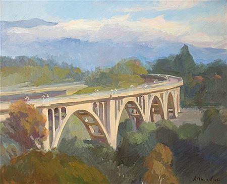 ''Winter Clouds Over Colorado St. Bridge'', Pasadena, CA. by Arthur Bjorn Egeli - Auction record, sale price, and art valuation. Compare with similar artists and explore comparable artworks.