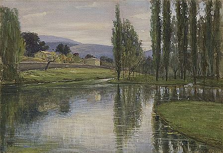 Riflessi su uno stagno di campagna