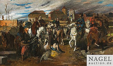 Cossacks on horseback with a group of captives. by Otto Faber du Faur - Auction record, sale price, and art valuation. Compare with similar artists and explore comparable artworks.