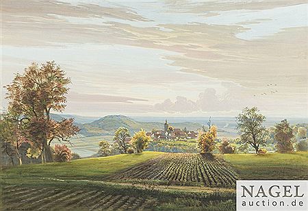 Extensive hilly landscape at early evening light.