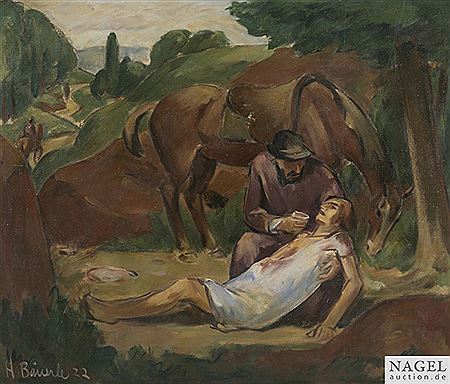 The good Samaritan by Hermann Bauerle - Auction record, sale price, and art valuation. Compare with similar artists and explore comparable artworks.