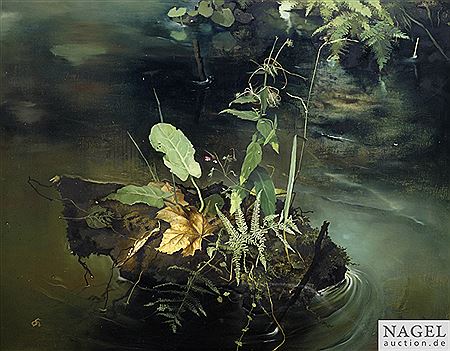 At the bank border of a pond.
