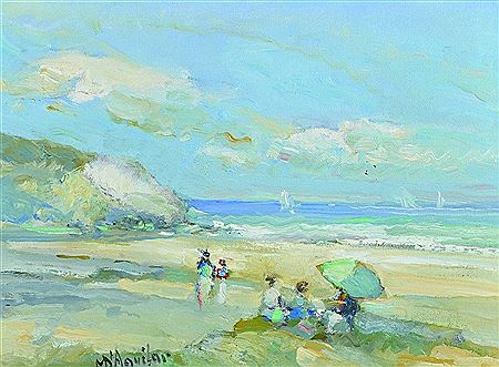 Pair: "Dejeuner Sur La Plage" and "La Mer-A Maree Haute" by Michael D'Aguilar - Auction record, sale price, and art valuation. Compare with similar artists and explore comparable artworks.